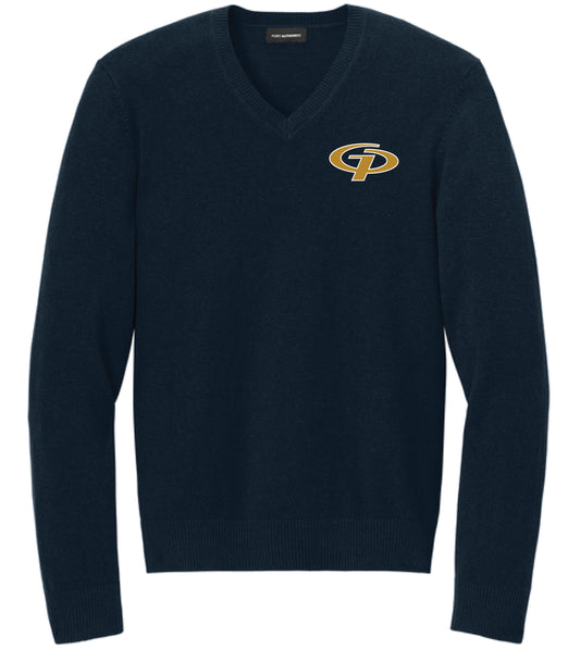 011A-GPAFALL26 EMBROIDERED MEN'S V-NECK SWEATER