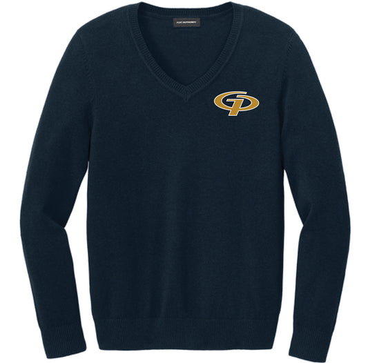 012A-GPAFALL26 EMBROIDERED WOMEN'S V-NECK SWEATER
