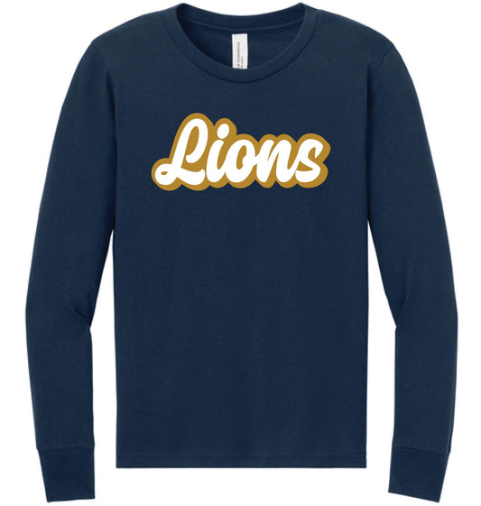 024C-GPAFALL26 YOUTH LONG SLEEVE T-SHIRT - CURSIVE LIONS
