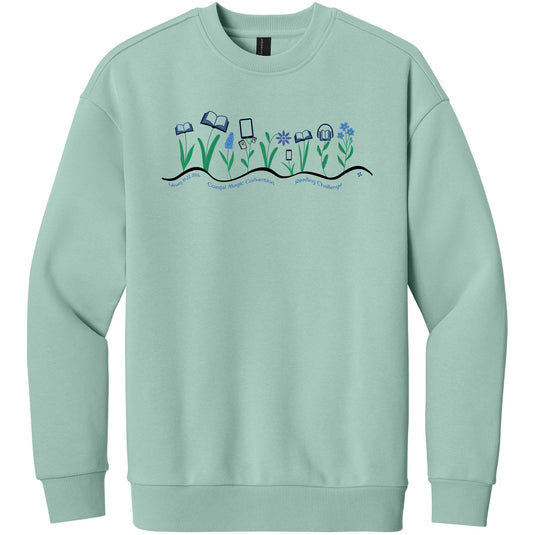 Coastal Magic 2026 Books and Flowers Crewneck Sweatshirt (Unisex)